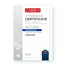 Zabbix Certified Professional certificate